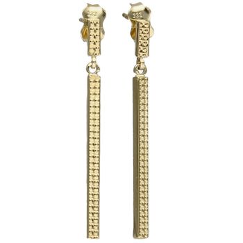 Złote kolczyki proste patyczki o grawerowanej powierzchni na sztyft KL 9463.jpg